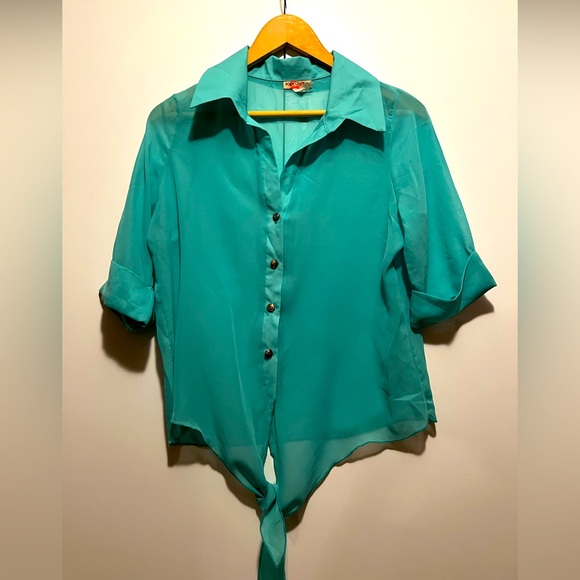 Tops - Sheer Teal Top